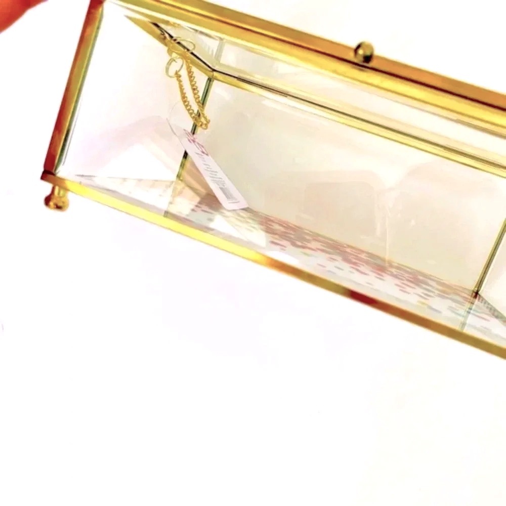 Trina Turk Dots Glass Jewelry Box with Gold Trim - Picture 6 of 7